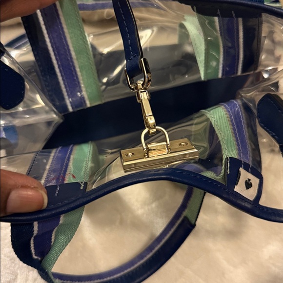 Kate Spade Transparent Tote with Navy and Mint Stripes - Picture 6 of 13